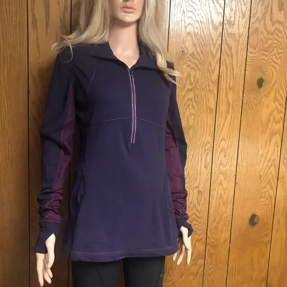 Lululemon"Purple Stripe Star Runner 1/2 Zip Pullover- Size None-Good Condition - Picture 7 of 14
